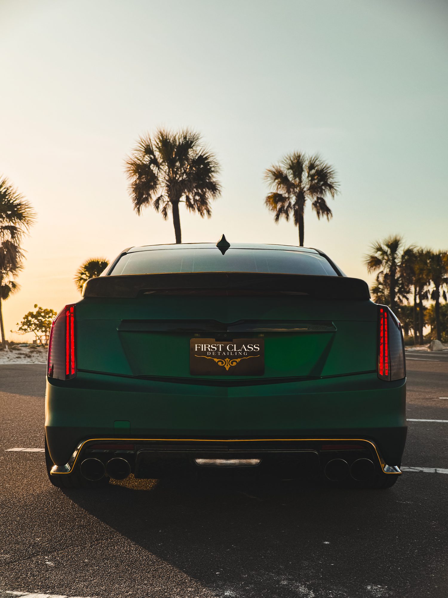 Cadillac CTS-V rear at sunset